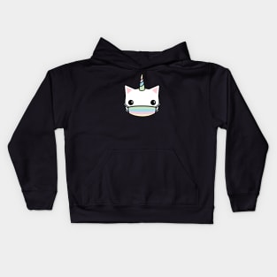 rainbow face mask cat Kids Hoodie